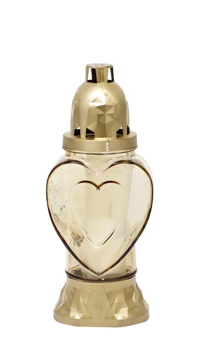 Kahanec Heart, pozlatené sklo, 28 h, 25.5 cm, na hrob