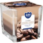 Illatgyertya AURA üvegben, háromszínű, Coffee, 32 h, 170 g