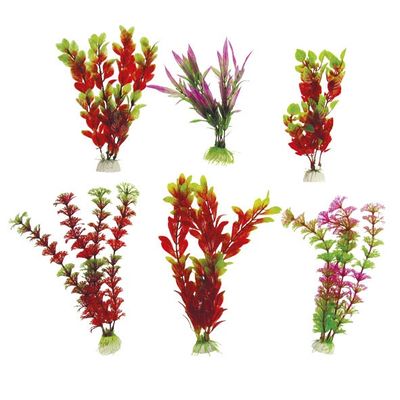 Akváriumi növények TATRAPET, mesterséges dekorációk, 6 db, súllyal,15-20cm, piros színűek, vegyes ki