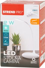 Lámpa Strend Pro, asztali, LED, fényerősség választás, USB, 2 W, fehér
