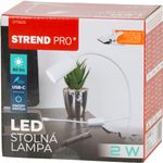 Lámpa Strend Pro, asztali, csíptethető, alumínium, fehér, USB, 41 cm