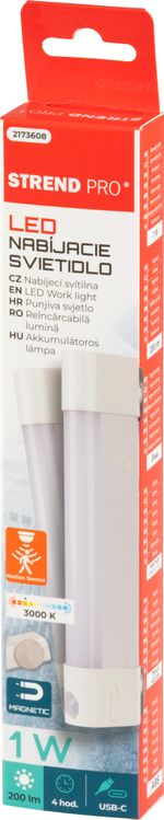 Lámpa Strend Pro, éjszakai, LED, érzékelővel, USB töltés, mágnessel, Sellbox 12 db