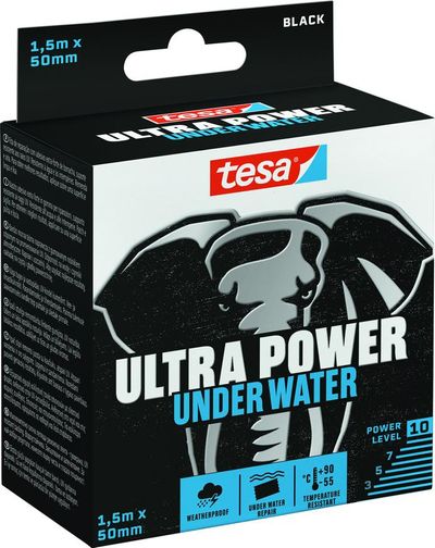 Szalag tesa® Ultra Power Under Water, javító, vízálló, fekete, 50 mm, Hossz: 1,5 m