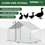 Chicken coop Strend Pro, for poultry, aviary, cage, henhouse, with roof, 3x2x2 m