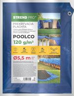 Takaróponyva Tarpaulin Poolco 5,5 m, 120 g/m, kék, kerek, fűzőlyukakkal