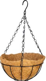 Akasztó Strend Pro, virágtartó, acél/kókusz, függő, lánccal és horoggal, 20 cm