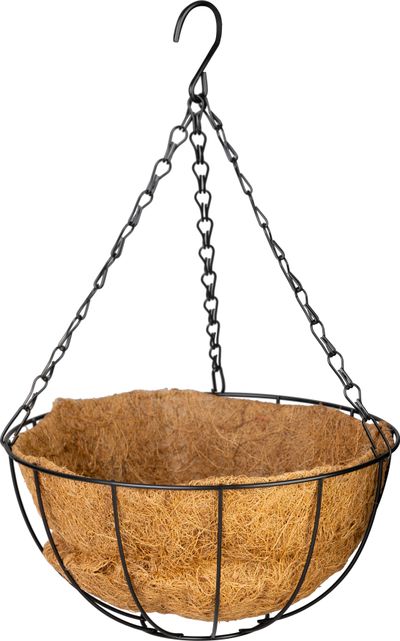 Akasztó Strend Pro, virágtartó, acél/kókusz, függő, lánccal és horoggal, 25 cm