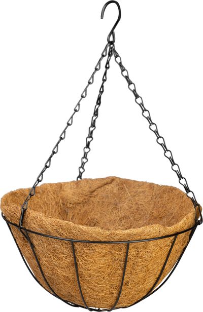 Akasztó Strend Pro, virágtartó, acél/kókusz, függő, lánccal és horoggal, 30 cm