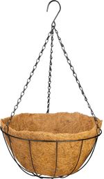 Vešiak Strend Pro, držiak na kvetináč, oceľ/kokos, visiaci, s retiazkou a háčikom, 35 cm