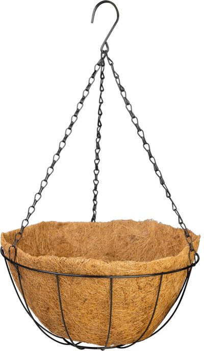 Vešiak Strend Pro, držiak na kvetináč, oceľ/kokos, visiaci, s retiazkou a háčikom, 35 cm