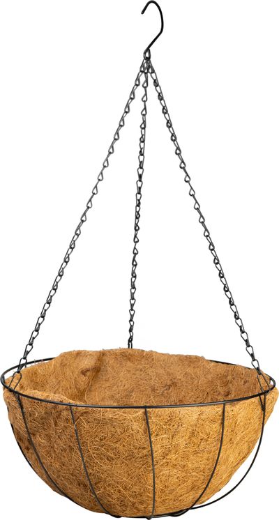 Akasztó Strend Pro, virágtartó, acél/kókusz, függő, lánccal és horoggal, 40 cm