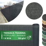 Tkanina tieniaca POPULAR.NET 1x10 m, HDPE, UV, 150 g/m2, 90% antracit