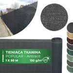 Tkanina tieniaca POPULAR.NET 1x50 m, HDPE, UV, 150 g/m2, 90% antracit