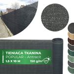 Tkanina tieniaca POPULAR.NET 1,5x10 m, HDPE, UV, 150 g/m2, 90% antracit