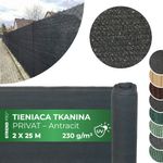 Tkanina tieniaca PRIVAT.NET 2x25 m, sieť, HDPE, UV, 230 g/m2, 95% antracit