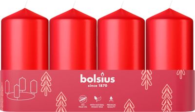 Candles Bolsius Pillar Advent, Christmas, red, 48/100 mm, pack. 4 pcs