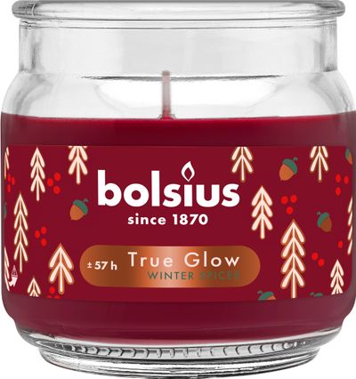 Candle Bolsius Large Jar, Winter Spices, scented, Christmas, red, 100x98 mm, in glass