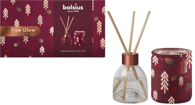 Set Bolsius, Winter Spices, Christmas, gift, candle + diffuser, scented, red