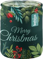 Candle Bolsius Glass Candle, Christmas, green, vanilla, 82/68 mm