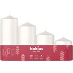 Gyertyák Bolsius Pillar Advent Karácsonyi, fehér, 60/80/100/120x48 mm, csomag 4 db