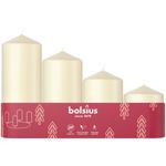 Gyertyák Bolsius Pillar Advent Karácsonyi, krémszínű, 60/80/100/120x48 mm, csomag 4 db