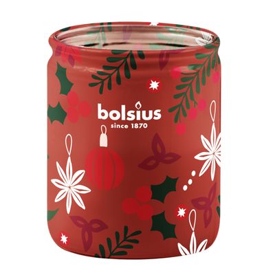 Gyertya Bolsius True Glow, 82x68 mm, alma/fahéj, üvegben