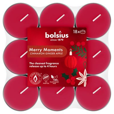Sviečky Bolsius True Glow, jablko/škorica, čajové, bal. 18 ks
