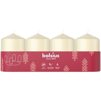 Sviečky Bolsius Pillar Advent, krémové, 60x40 mm, bal. 4 ks