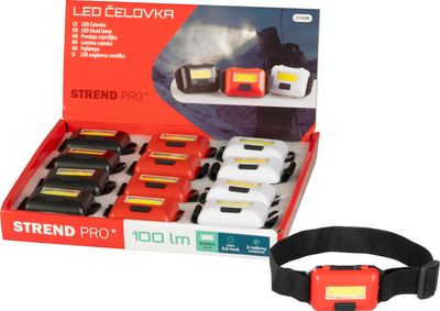 Fejlámpa Strend Pro Headlight, COB LED, 3xAAA, 6x4x1,8 cm, vegyes színek (fekete, fehér, piros), Sel