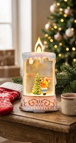 Lampáš MagicHome Vianoce, Santa so stromčekom, plast, 1xLED teplá biela, 8x4x15 cm, 2xAAA
