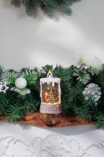 Lampáš MagicHome Vianoce, Santa so stromčekom, plast, 1xLED teplá biela, 8x4x15 cm, 2xAAA