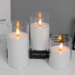 Candle MagicHome Christmas, glass, 1xLED warm white, 7.5 x 10/12.5/15 cm, battery operated