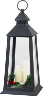 Lantern MagicHome Christmas, plastic, black, 3xLED yellow, 14 x 14 x 35 cm, battery operated