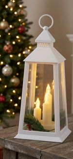 Lantern MagicHome Christmas, plastic, white, 3xLED yellow, 14x14x35 cm, 3xAAA