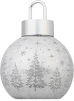 Gömb MagicHome Karácsony, üveg, ezüst, 10xLED meleg fehér, 12x12x18 cm, 2xAA