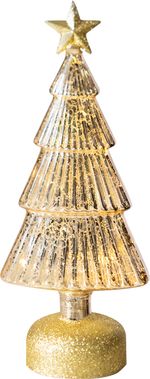 Stromček MagicHome Vianoce, sklo, 10xLED teplá biela, 12x8x29 cm, 3xAA