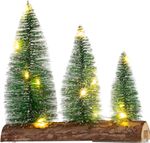 Dekoráció MagicHome Karácsony, fenyőfák, műanyag, 12xLED meleg fehér, 20x5x20 cm, 2xAAA