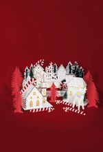 Decoration MagicHome Christmas, Church, wood, 6xLED warm white, 15x17x18.5 cm, 2xAAA