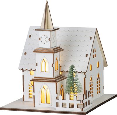 Decoration MagicHome Vianoce, wooden, 6xLED warm white, 15 x 17 x 18.5 cm, battery operated