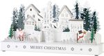 Decoration MagicHome Christmas, Village, wood, 15xLED warm white, 45x15x22.7 cm, 2xAA