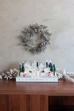 Decoration MagicHome Vianoce, wooden, 15xLED warm white, 45 x 15 x 22.7 cm, battery operated
