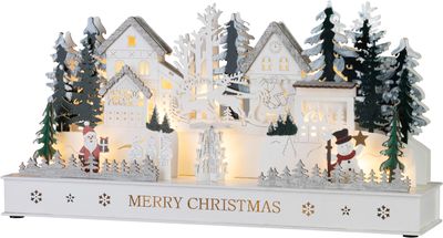 Decoration MagicHome Vianoce, wooden, 15xLED warm white, 45 x 15 x 22.7 cm, battery operated