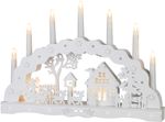 Christmas Decoration MagicHome, house, wood, 10x warm white LED, 45x5.2x31 cm, 2xAA