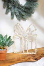 Decoration MagicHome Christmas, Gift, acrylic, 80xLED warm white, 21x5x28 cm, 2xAA