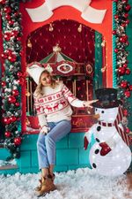 Decoration MagicHome Christmas, Snowman, metal/textile, 90xLED warm white, timer, 50.8x40.6x91 cm