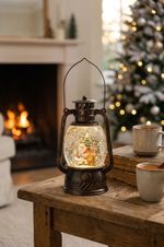 Lantern MagicHome Christmas, Santa, plastic, black, 1xLED warm white, 12x10x20.5 cm, 3xAA