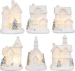 Dekoráció MagicHome Karácsony, házikó, műanyag, 1xLED meleg fehér, 6x6x8 cm, 2xLR44