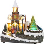 Dekorácia MagicHome Vianoce, kostol, plast, 1xLED teplá biela, 21x14.5x20.8 cm, 3xAA