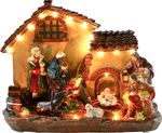 Dekoráció MagicHome Vianoce, házikó, polirezin, 16xLED meleg fehér, 29x14x24 cm, 3xAA