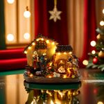 Decoration MagicHome Christmas, House, polyresin, 16xLED warm white, 29x14x24 cm, 3xAA